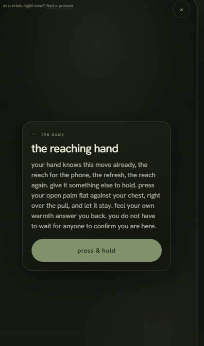 Sanctuary: the reaching hand