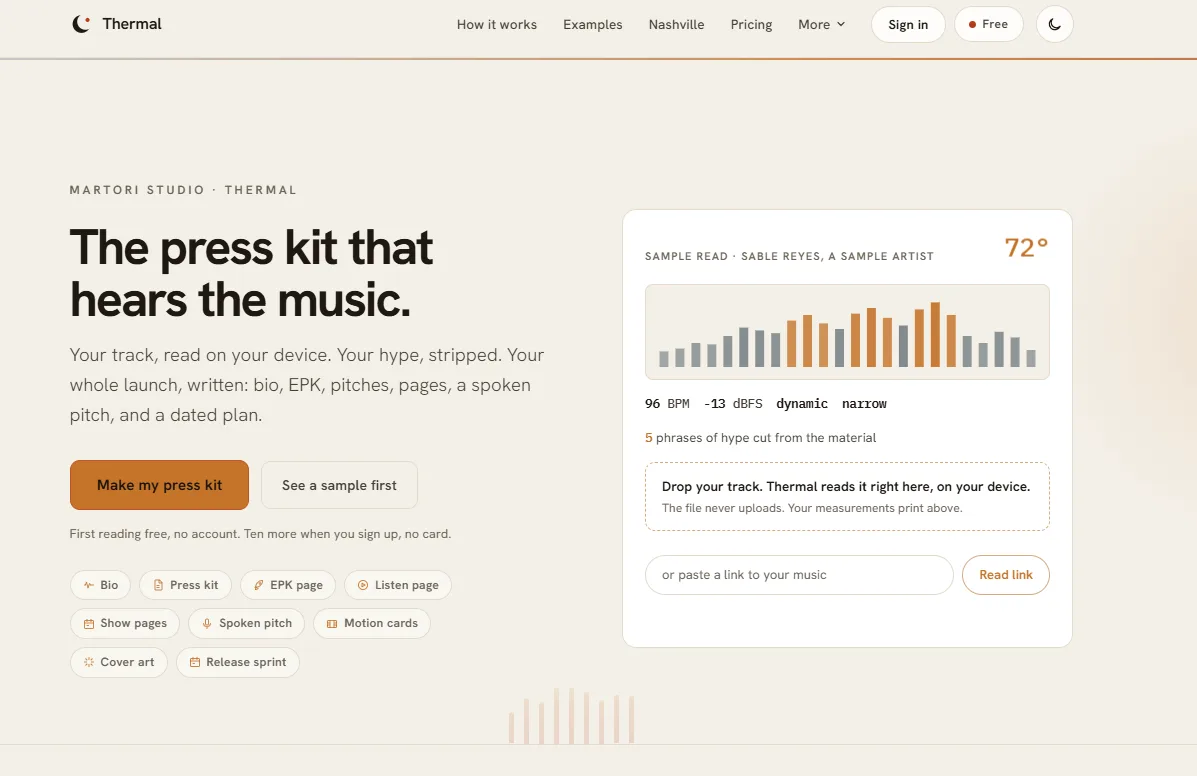 The Thermal music press kit product